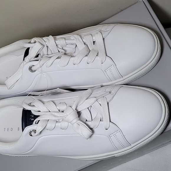 Ted Baker Leather Sneakers White/Brown Men's 9.5 NWT - Picture 4 of 10